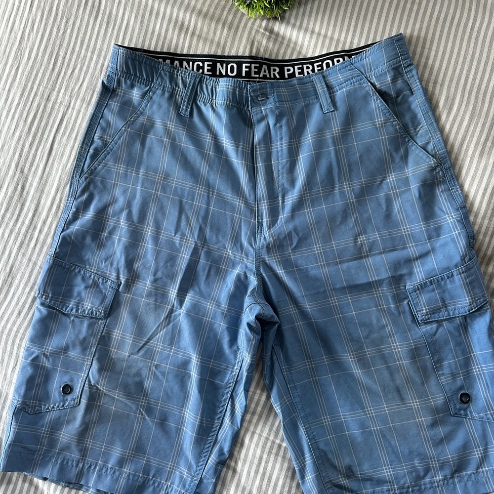 Blue Cargo Shorts with Elastic Waistband